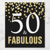 50 en Fabulous 50th Birthday Party Wijn Etiket (Enkel label)