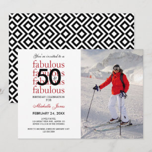 50 en Fabulous 50th Birthday Photo Invitation Kaart