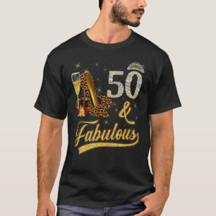 50 en Fabulous 50th Birthday Roos Wine Leopard Hig T-shirt