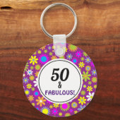 50 en Fabulous 50th Birthday Sleutelhanger (Achterkant)
