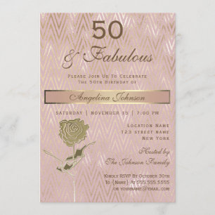 50 en Fabulous 50th Birthday Sparkle Roos Gold Kaart
