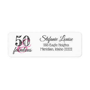50 en Fabulous 50th Return Address Label