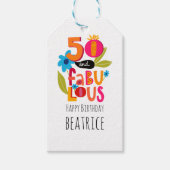 50 en Fabulous 50th Verjaardag Hand Lettered Cadeaulabel (Voorkant)