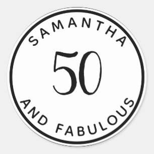 50 En Fabulous 50th Verjaardag Modern Minimaal Ronde Sticker