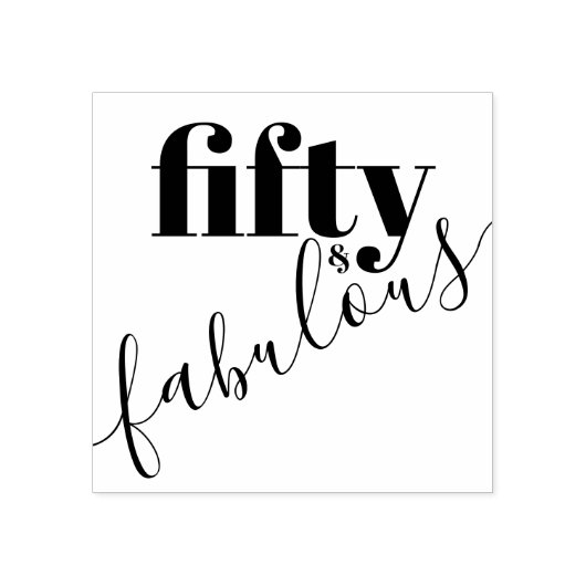 50 en Fabulous 50th Verjaardag Tekst Rubberstempel (Afrduk)