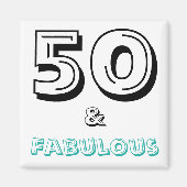 50 en Fabulous 50th Year Birthday Celebration Magneet (Voorkant)