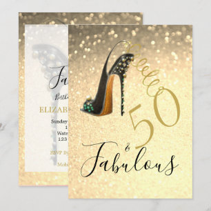 50 en Fabulous 5eth Elegant Glitter Gold Kaart