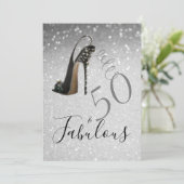 50 en Fabulous 5eth Elegant Glitter Silver Kaart (Staand voorkant)