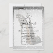 50 en Fabulous 5eth Elegant Glitter Silver Kaart (Achterkant)