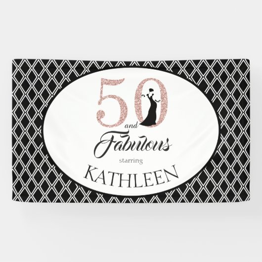 50 en Fabulous Aangepaste 50e verjaardag Spandoek (Horizontaal)