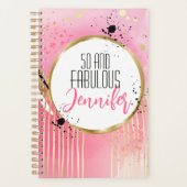 50 en Fabulous Abstract Roze Zwart Goud Glitter Planner (Voorkant)