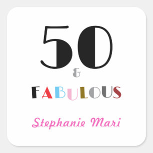 50 en Fabulous Art Deco 50ste verpartij Vierkante Sticker