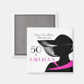 50 en Fabulous Art Deco Elegant 50th Birthday Magneet (Voorkant / Achterkant)