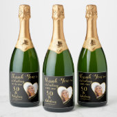 50 en Fabulous Bedankt Verjaardag Zwart en Goud Sparkling Wijnetiket (Flessen)