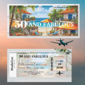50 en Fabulous Bestemming Boarding Pass Verjaardag