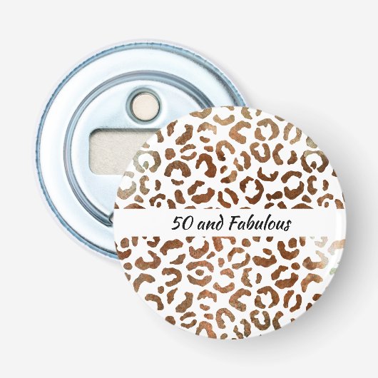 50 en Fabulous Big Cat Print Abstract Button Flesopener (Voorkant)