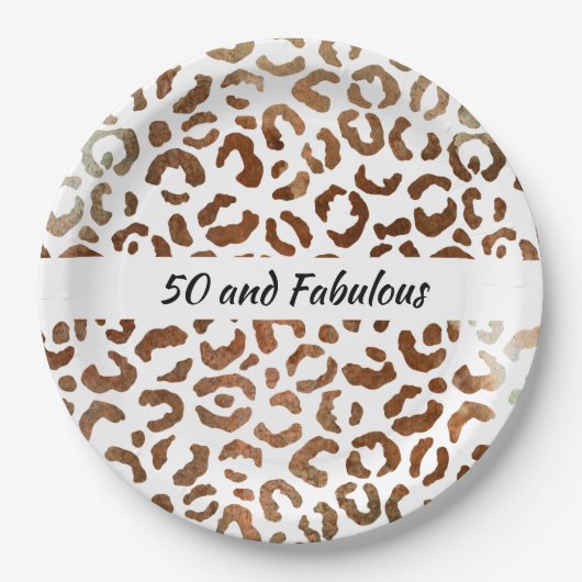 50 en Fabulous Big Cat Print Abstract Papieren Bordje (Voorkant)