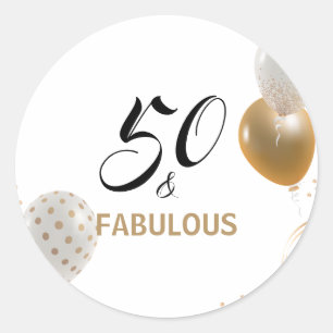 50 en Fabulous Birthday Black Gold Party-ballonnen Ronde Sticker