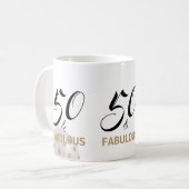 50 en Fabulous Birthday Black Gold Typografie Koffiemok (Voorkant links)