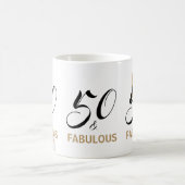 50 en Fabulous Birthday Black Gold Typografie Koffiemok (Center)