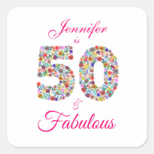 50 en Fabulous Birthday Celebration Sticker