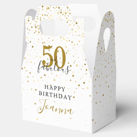 50 en Fabulous Birthday Elegant Gold en Black Bedankdoosjes (Geopend)
