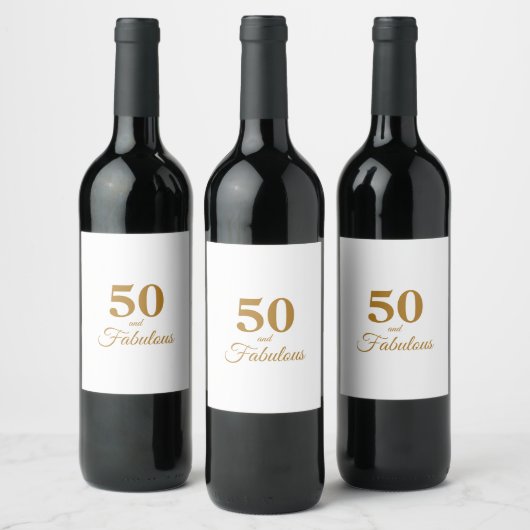 50 en Fabulous Birthday Gold Wine Label Wijn Etiket (Flessen)