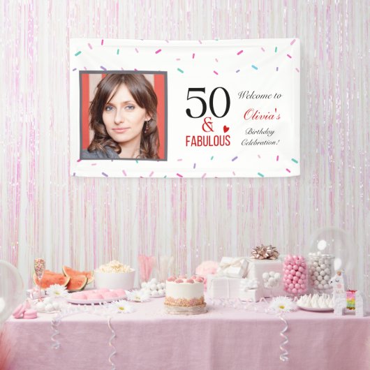 50 en Fabulous Birthday Party Banner (Feest)