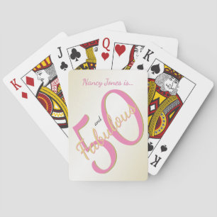 50 en Fabulous Birthday Party Pink/Gold 50th Fun Pokerkaarten