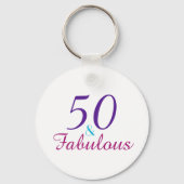 50 en Fabulous Birthday Pink Paars Blue Sleutelhanger (Achterkant)