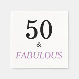 50 en Fabulous Birthday Quote Black Paarse tekst Servet