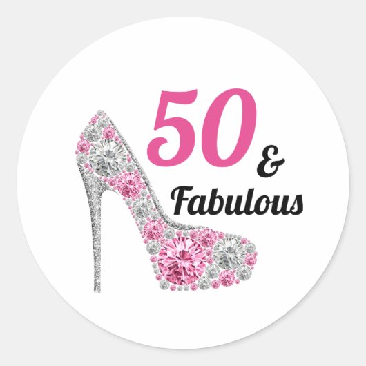 50 en Fabulous Birthday Ronde Sticker (Voorkant)