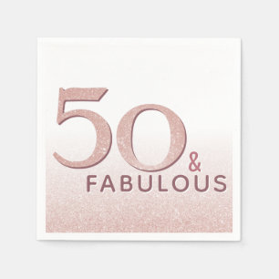 50 en Fabulous Birthday Roos Gouden Elegante Tekst Servet