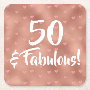 50 en Fabulous Birthday Vierkante Kartonnen Onderzetter