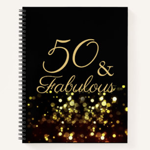 50 en Fabulous Black en Gold Birthday Notitieboek