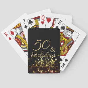 50 en Fabulous Black en Gold Birthday Pokerkaarten