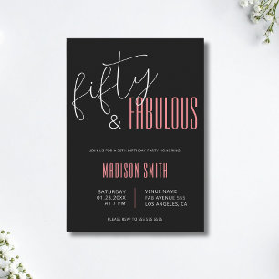 50 en Fabulous Black en Pink 50e verjaardag Kaart