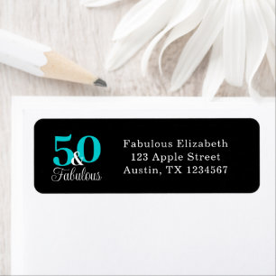 50 en Fabulous Black en Turquoise Blue Etiket