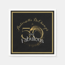 50 en Fabulous Black Gold 50th Birthday Party Servet