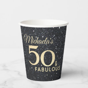 50 en Fabulous Black Gold Fiftieth Birthday Papieren Bekers