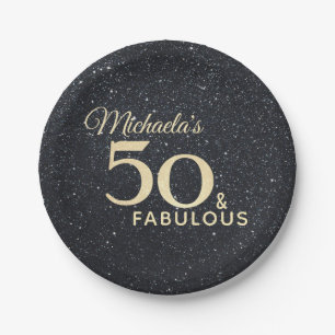 50 en Fabulous Black Gold Fiftieth Birthday Papieren Bordje
