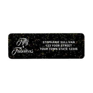 50 en Fabulous Black Gold Glitter-adres Etiket