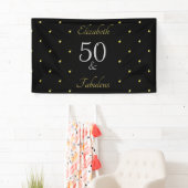50 en Fabulous Black Gold Stars 50e verjaardag Spandoek (Insitu)