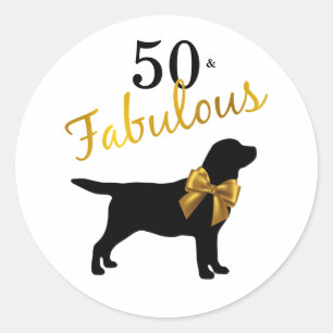 50 en Fabulous - Black Labrador 50e Schattige Dog Ronde Sticker
