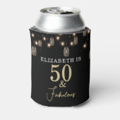 50 en Fabulous Black met String Lights Blikjeskoeler (Blikje Achterkant)