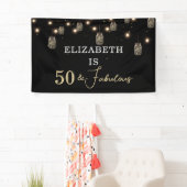 50 en Fabulous Black met String Lights Spandoek (Insitu)