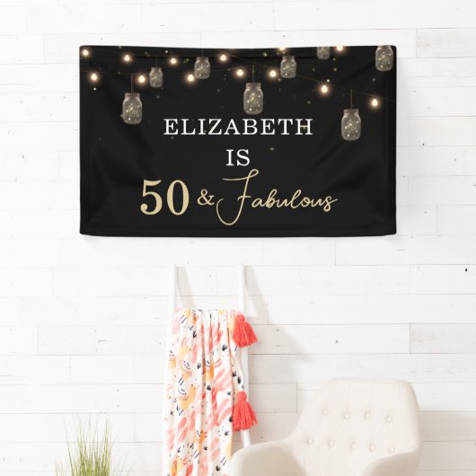 50 en Fabulous Black met String Lights Spandoek (Insitu)