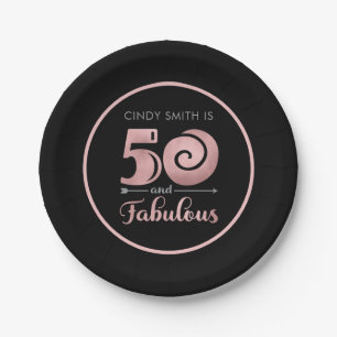 50 en Fabulous Black Roos Gold 50e verjaardag Papieren Bordje