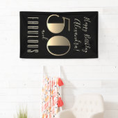 50 en Fabulous Black Typography 50ste verjaardag Spandoek (Insitu)