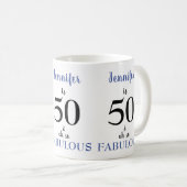 50 en Fabulous Blue and Black Name Koffiemok (Voorkant rechts)